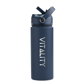 Powder Coated Water Bottle - Dark Blue Straw